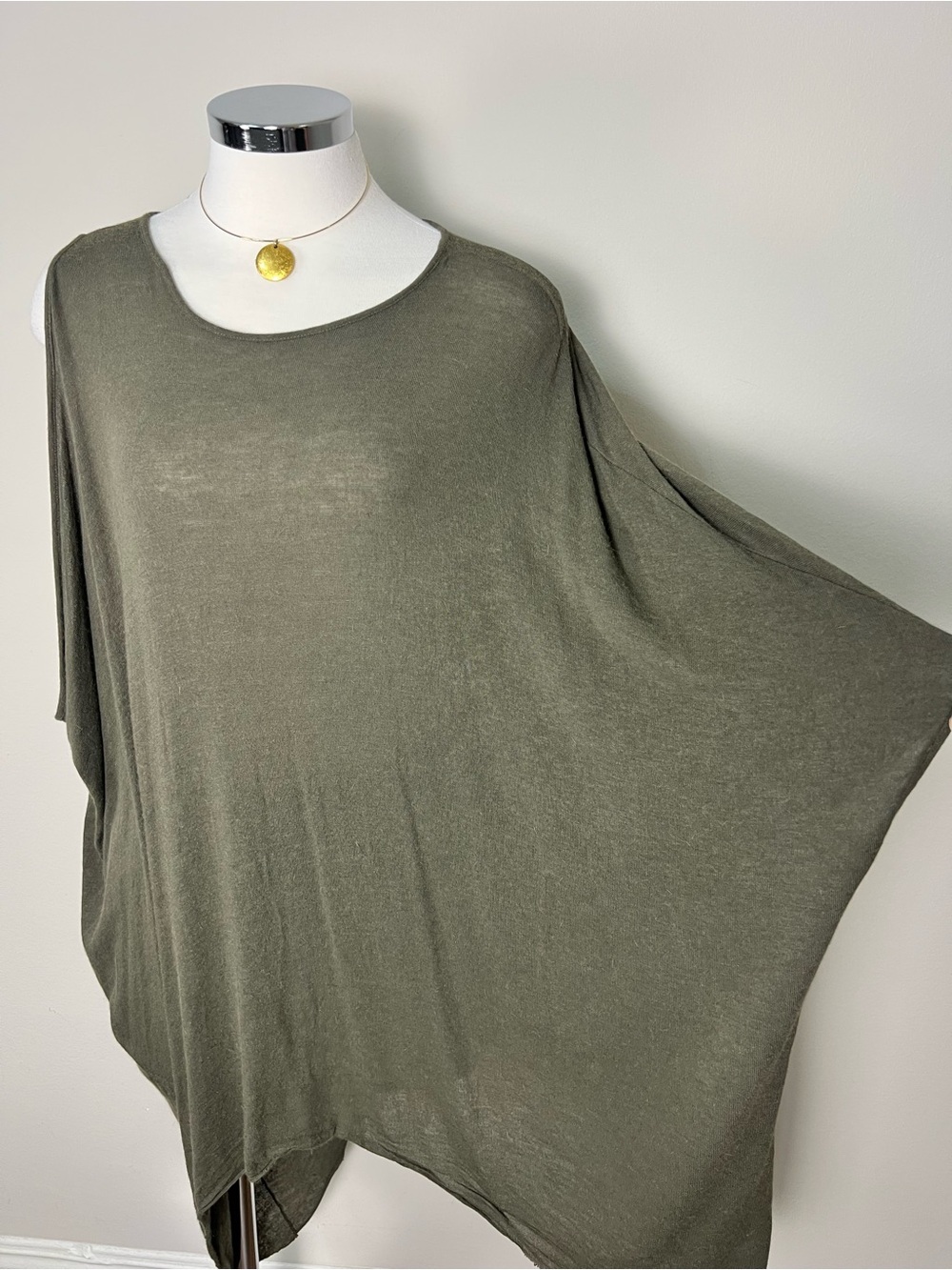 Helmut Lang Asymmetrical Tunic Top M Olive One Sleeve Angora Blend Oversized - Picture 5 of 8